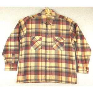 Gimbels Vintage Wool Plaid Button Up Shirt Outdoor Camping Hiking Large‎